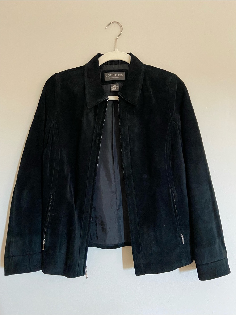 Copper Key Black Suede Zip-Front Jacket